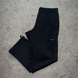 Nike Sweatpants Men Large Black Therma Fit Baggy Wide Leg Fleece Athleisure Y2K